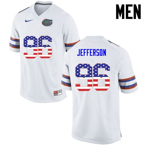 NCAA Florida Gators Cece Jefferson Men's #96 USA Flag Fashion Nike White Stitched Authentic College Football Jersey SGC1264IC